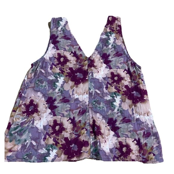 Johnny Was Top Women's Med Multicolor Floral Drape Tank Top V-Neck Pete & Greta - Picture 2 of 5